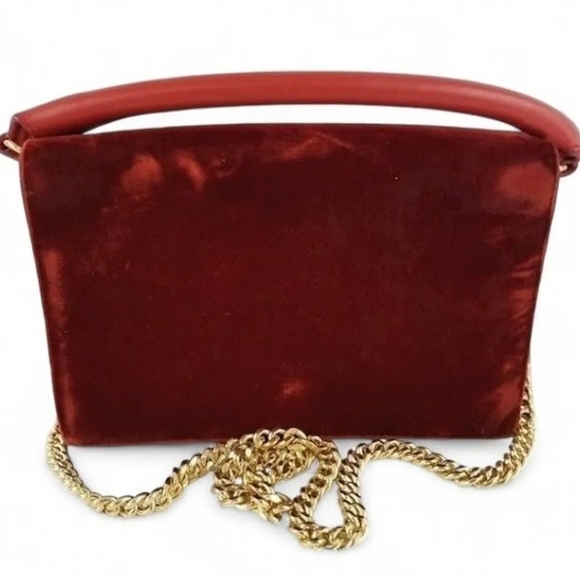 DVF Soiree Red Velvet Leather Top Handle Crossbody Shoulder Bag, NWOT - Picture 5 of 13